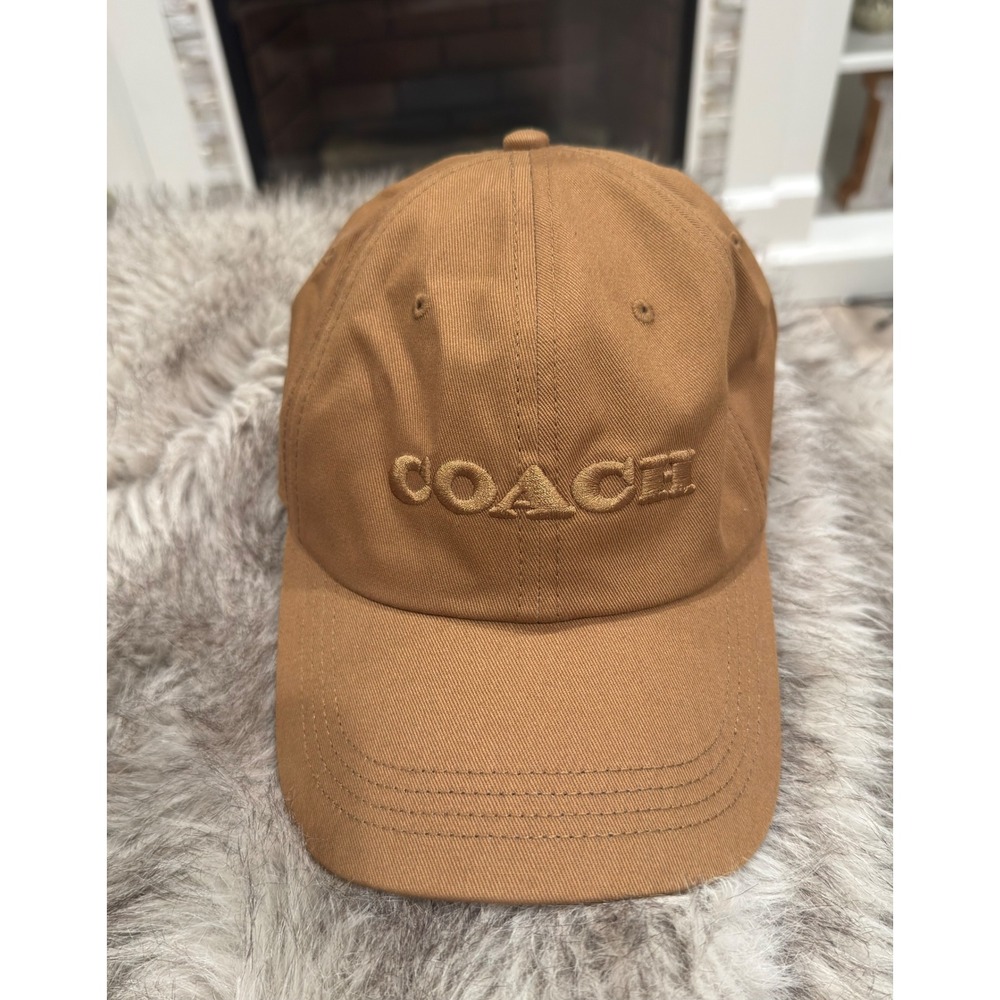 Coach Varsity C Baseball Hat Saddle Brown Cotton Canvas Adjustable Cap